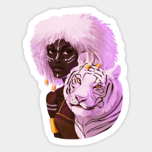 Woman with tiger Sticker